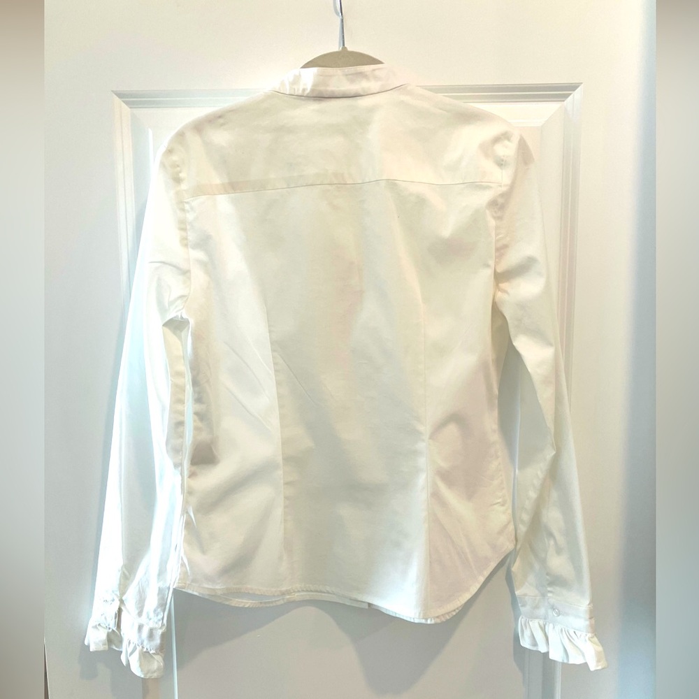 Vintage Ruffle Blouse Round Neck Long Sleeve Ruffle Cuff Romantic Ruffled Shirt - Picture 5 of 8
